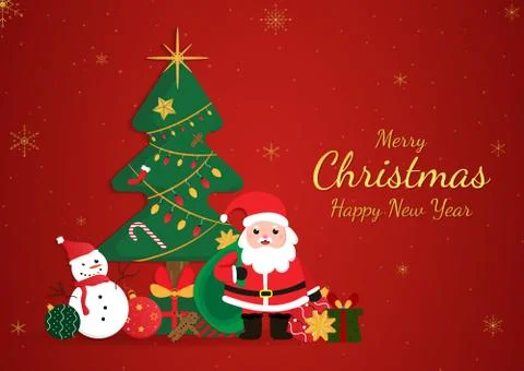 Merry christmas red background element design. Stock Illustration