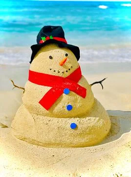 Merry Christmas Sandman on the beach in Hawaii Stock Photos