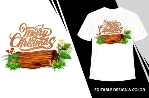 Merry Christmas script calligraphy, Festive Christmas object. Holiday poster, Stock Illustration