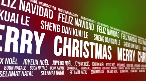 Merry Christmas Scrolling Different Languages Stock Footage 44423020