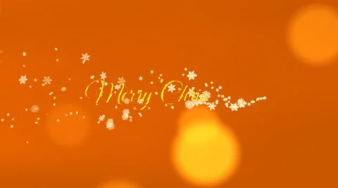 Merry christmas, seamless loop, orange, with snowflakes and bokeh Stock Footage 56285583