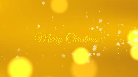 Merry christmas, seamless loop, yellow, with snowflakes and bokeh 動画素材 56285382