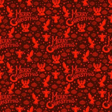 Merry christmas  seamless pattern with angels and toys Stock Illustration