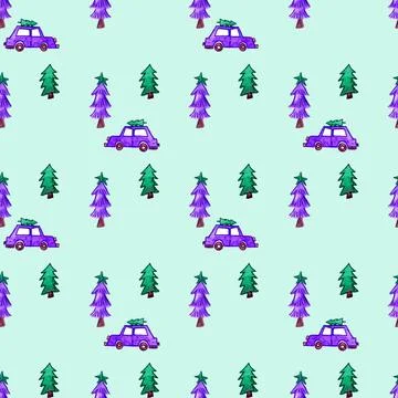 Merry Christmas seamless pattern with fun elements Stock Illustration