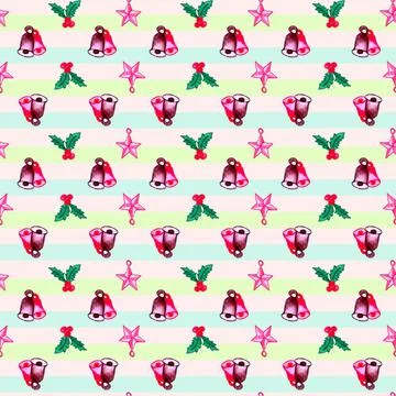 Merry Christmas seamless pattern with fun elements Illustrazione stock