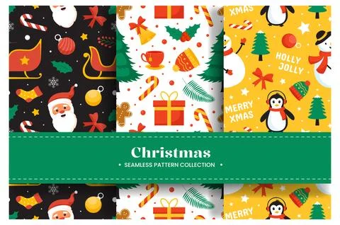 Merry Christmas Seamless Pattern Illustration with Holiday Decoration Eleme.. Stock Illustration