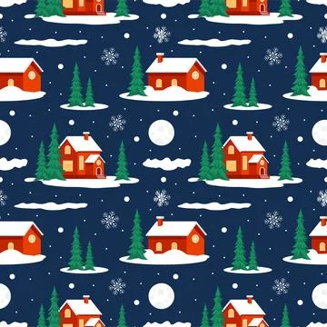 Merry Christmas Seamless Pattern Illustration with Holiday Decoration Eleme.. Stock Illustration