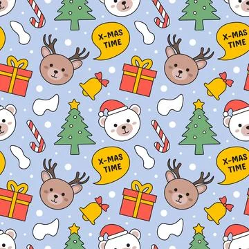 Merry Christmas Seamless Pattern Illustration with Holiday Decoration Eleme.. Stock Illustration