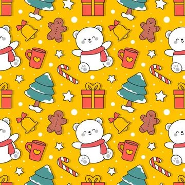 Merry Christmas Seamless Pattern Illustration with Holiday Decoration Eleme.. Stock Illustration