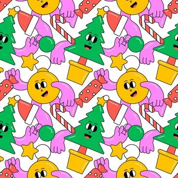 Merry Christmas Seamless Pattern Illustration with Holiday Decoration Eleme.. Stock Illustration