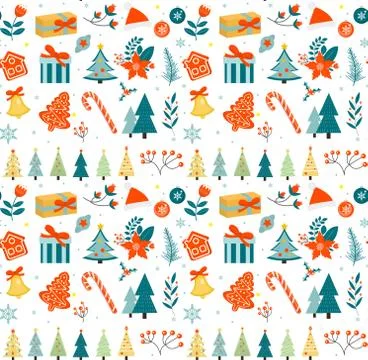 Merry christmas seamless pattern. New Year winter repeating texture, background Illustrazione stock