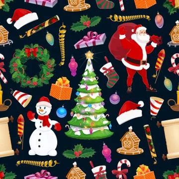 Merry Christmas seamless pattern, winter holiday Illustrazione stock
