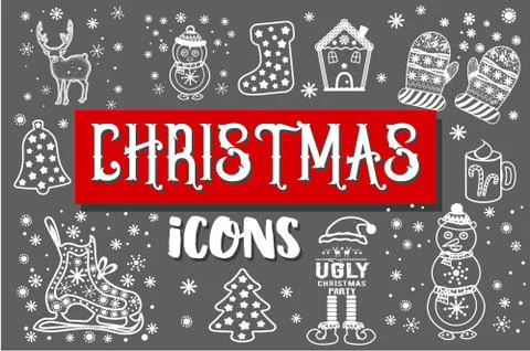 Merry  christmas SET Stock Illustration