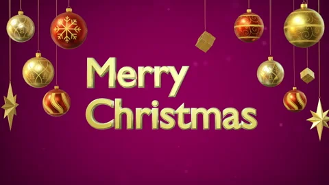 Merry Christmas sign. Dynamic particles motion. Beautiful Christmas balls 스톡 동영상 166089183