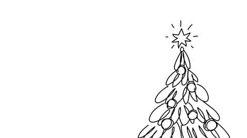 Merry Christmas single continuous line art. Holiday greeting card decoration Stock-Illustration