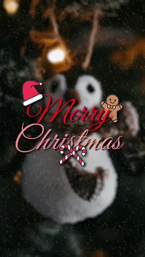 Merry Christmas Snowman Text Animation Motion Design Video Stock Footage 293282943