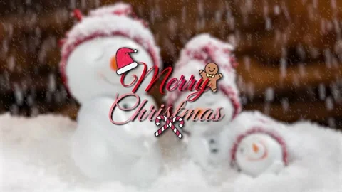 Merry Christmas Snowman Text Animation Motion Design Video Stock Footage 293302004