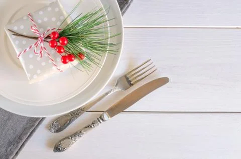 Merry Christmas table setting 库存照片