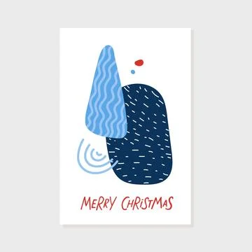 Merry Christmas text with Abstract creative artistic composition. Minimal poster Stock Illustration