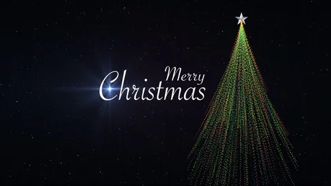 Merry Christmas Text  And Abstract Tree Background Stock Footage 80892985