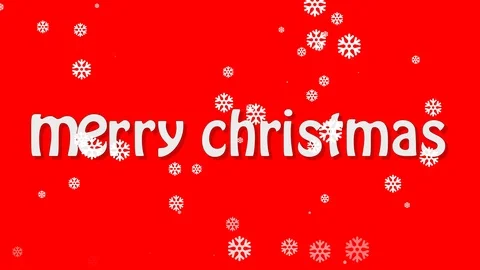Merry christmas text and falling Snowflakes loop 4k red background 動画素材 120644885