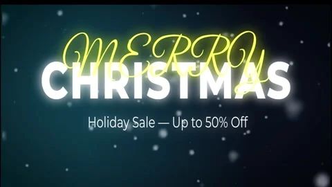 Merry Christmas Text Animation with Falling Snow  Holiday Sale Promo Video stock 321454589