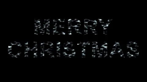 Merry Christmas text with caustic waves effect on plain black background Video stock 334986773