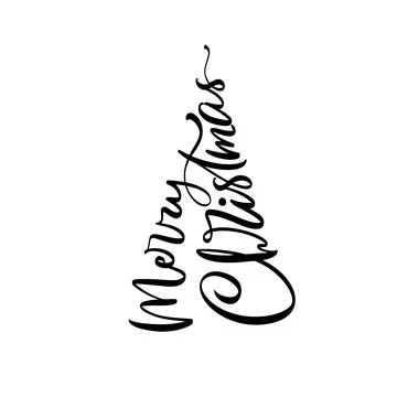 Merry christmas text creating a stylized vector illustration tree representing Stock Illustration