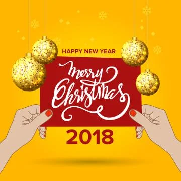 Merry Christmas text design. Vector logo, typography. Stock Illustration