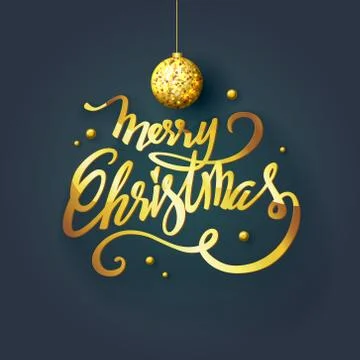 Merry Christmas text design. Vector logo, typography. Stock Illustration
