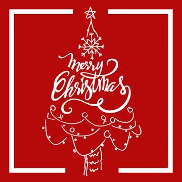 Merry Christmas text design. Vector logo, typography. Stock Illustration
