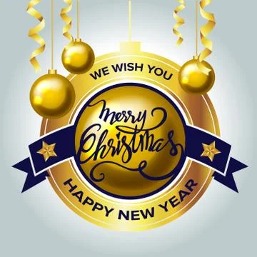 Merry Christmas text design. Vector logo, typography. Stock Illustration
