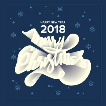 Merry Christmas text design. Vector logo, typography. Stock Illustration