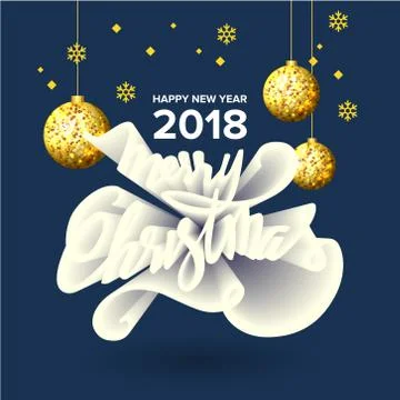 Merry Christmas text design. Vector logo, typography. Stock Illustration