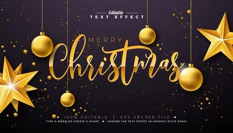 Merry Christmas Text Effect Design. Editable and Scalable Vector Graphic Style 스톡 일러스트