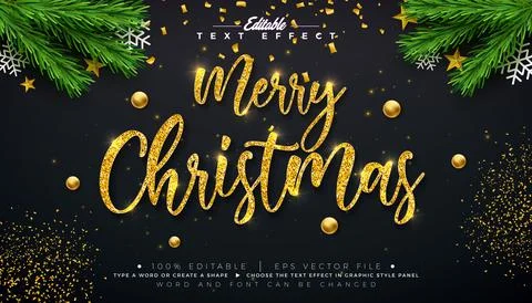 Merry Christmas Text Effect Design Editable Vector Graphic Style with Golden  스톡 일러스트