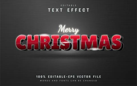 Merry Christmas text effect with red gradient Stock Illustration