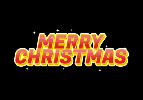 Merry Christmas text effect in red yellow color. black background Stock Illustration