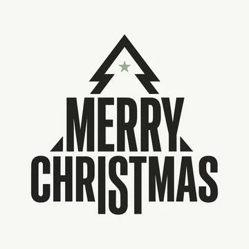 Merry Christmas text forms tree silhouette for holiday greeting design Stock Illustration