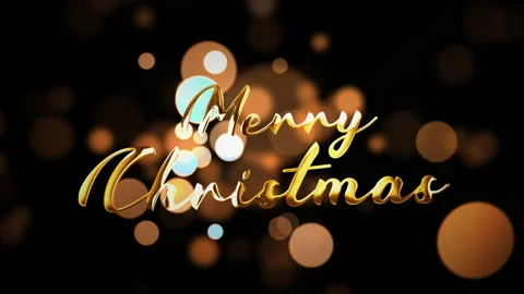 Merry Christmas text gold bokeh video greeting card Stock Footage 144171953