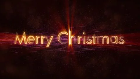 "Merry Christmas" text loop animation over dark animated background Stock Illustration