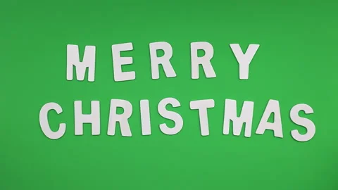 Merry Christmas text stop motion animation. Jumping words on green screen Stock Footage
