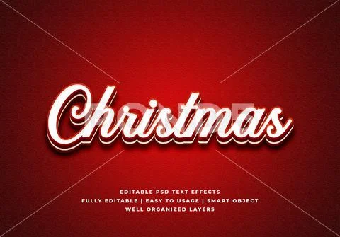 Merry christmas text style effect mockup - PSD Template Modello PSD