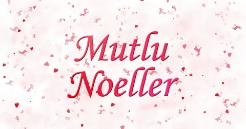 Merry Christmas text in Turkish "Mutlu Noeller" turns to dust from bottom on Stock Footage 70521161