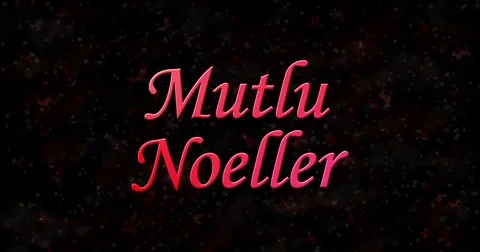Merry Christmas text in Turkish "Mutlu Noeller" turns to dust from bottom on Stock Footage 70528758