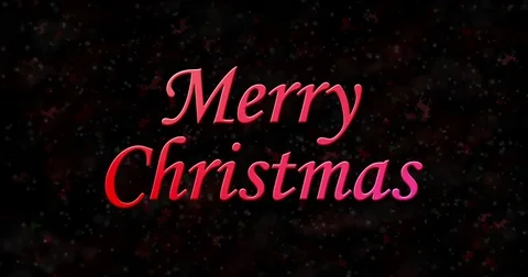 Merry Christmas text turns to dust from bottom on black animated background Stock Footage 70448035