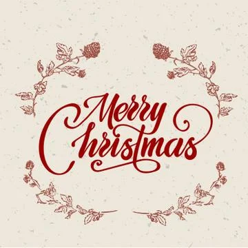 Merry christmas text vector on white background. Lettering for invitation, we Stock Illustration