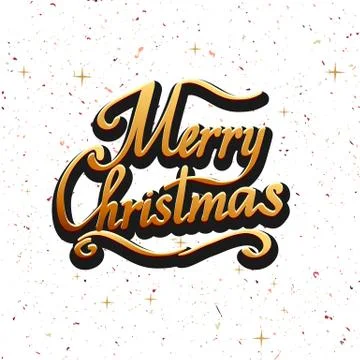 Merry christmas text vector on white background. Lettering for invitation Stock Illustration