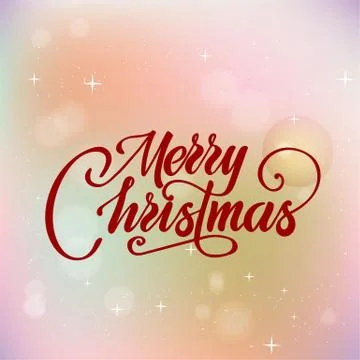 Merry christmas text vector on white background. Lettering for invitation Stock Illustration