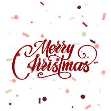 Merry christmas text vector on white background. Lettering for invitation Stock Illustration